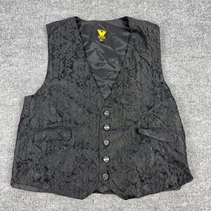 Vintage Virginia Slims Vest Womens One Size Black Floral Lace Belted V Wear